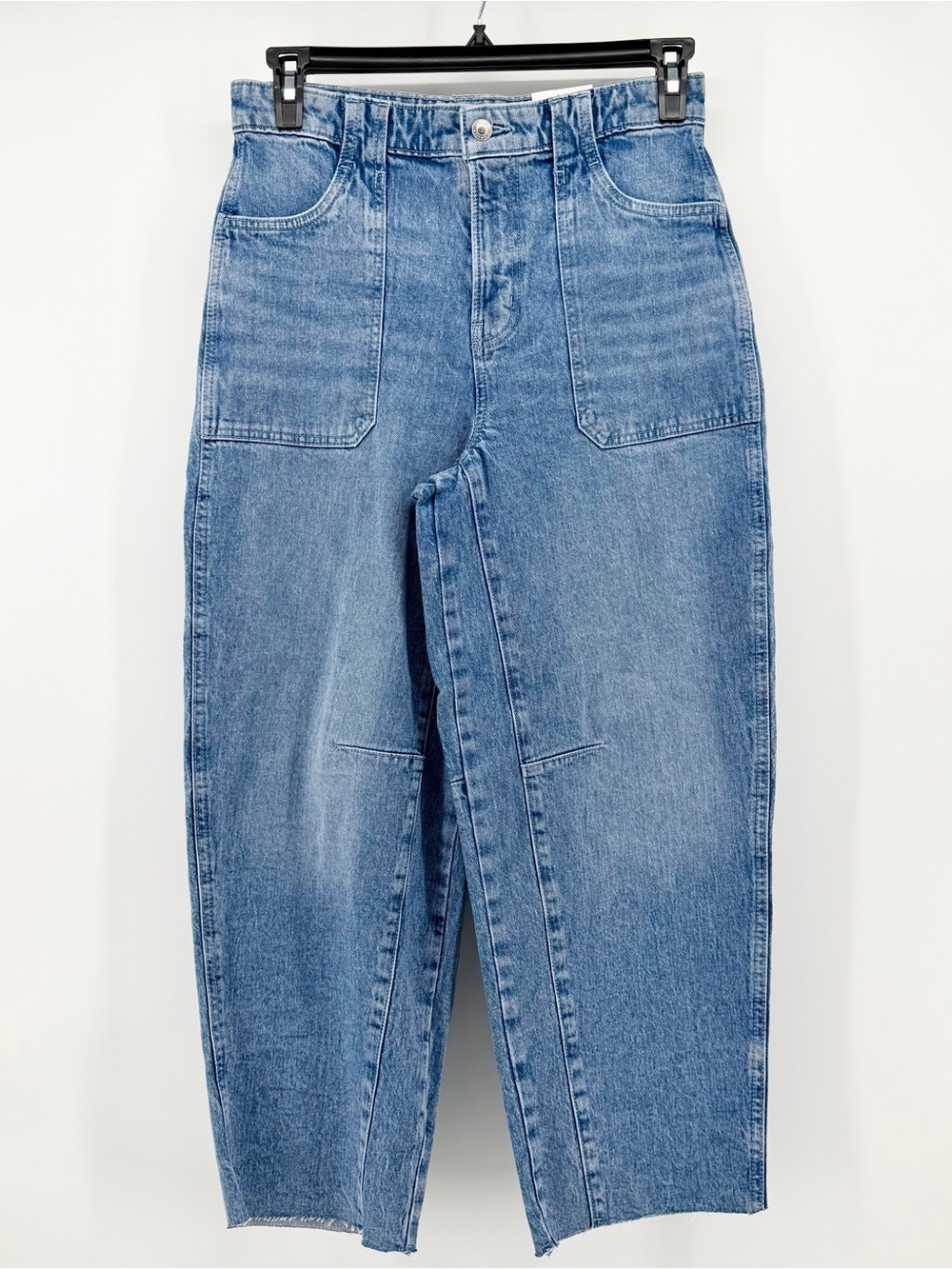 NWT Free Assembly Size 6 Women's Cropped Carpenter Barrel Jeans Front Seam Blue